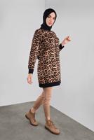 Hijab clothing BROWN ZIPPED ANIMAL PRINT JACKET 0346