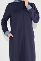 Tesettür giyim LACİVERT FERMUARLI KAPÜŞONLU CEKET 0729