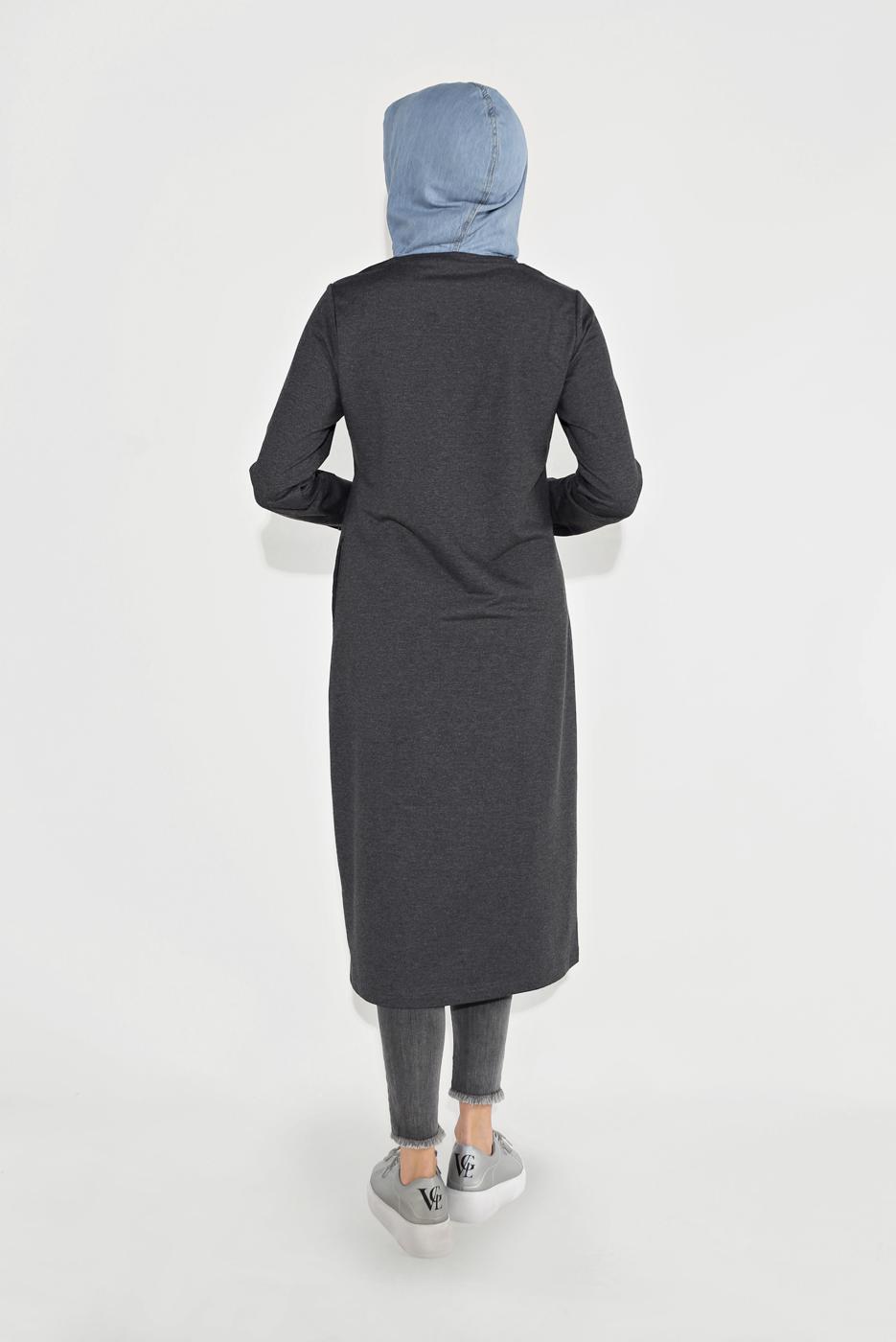 Vêtements hijab GRIS VESTE ZIPPÉ À CAPUCHE 0729