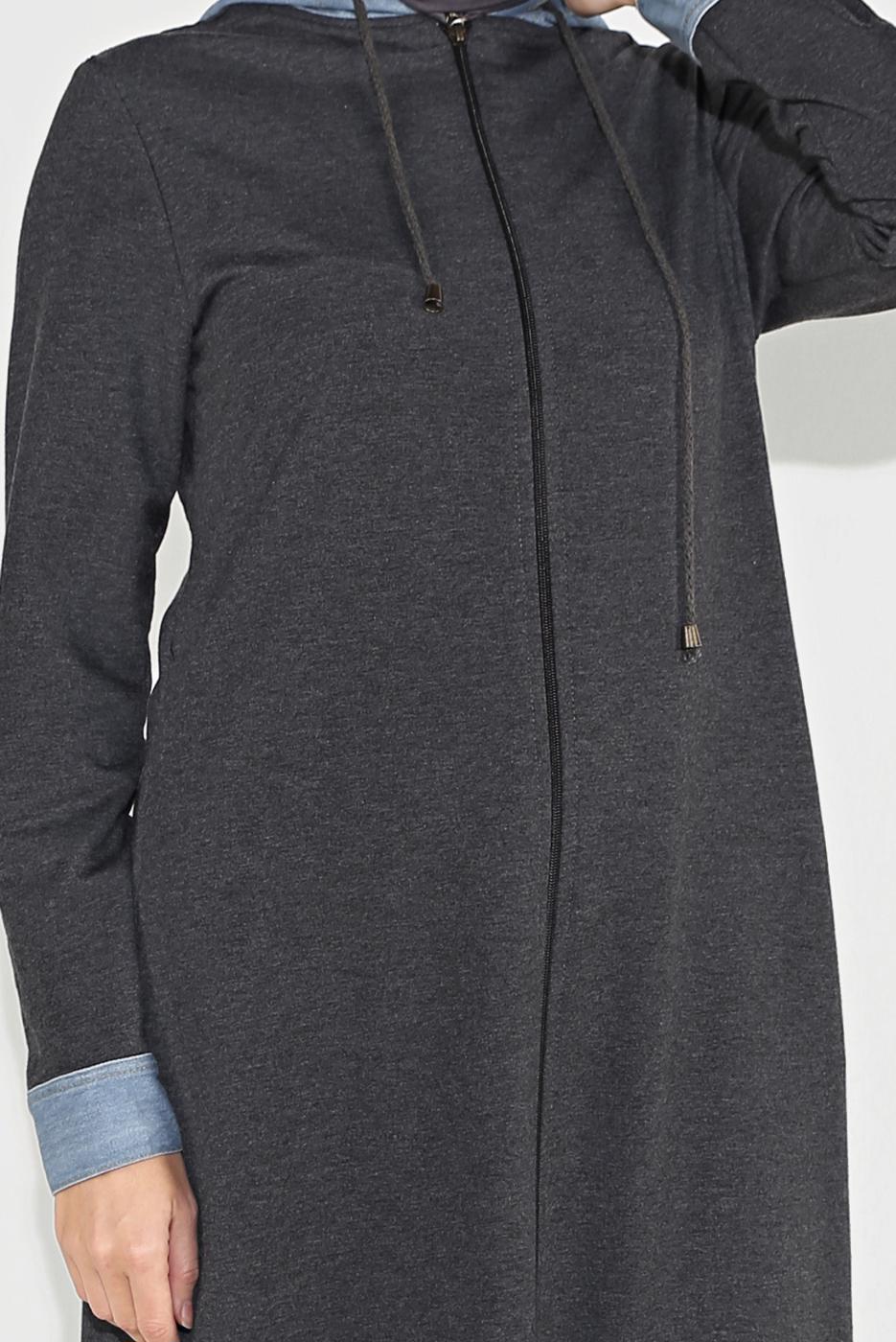 Vêtements hijab GRIS VESTE ZIPPÉ À CAPUCHE 0729