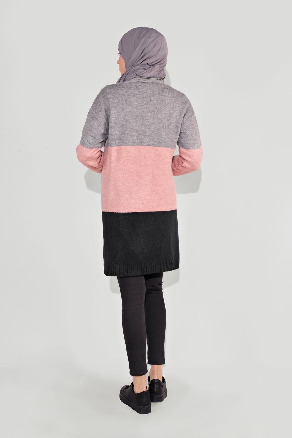 Tesettür giyim SİYAH RENKLİ TRİKO HIRKA 0817 