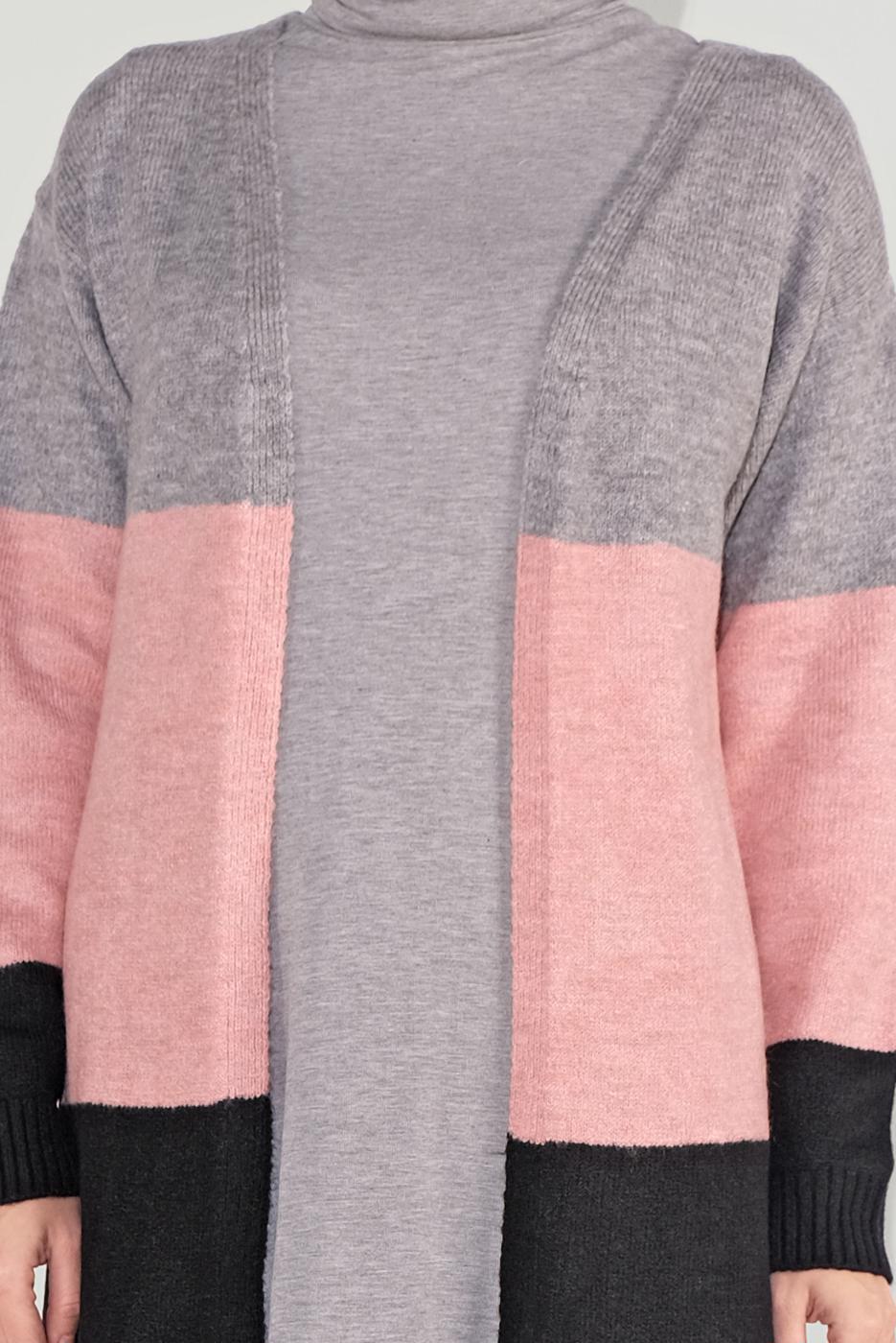 Tesettür giyim SİYAH RENKLİ TRİKO HIRKA 0817 