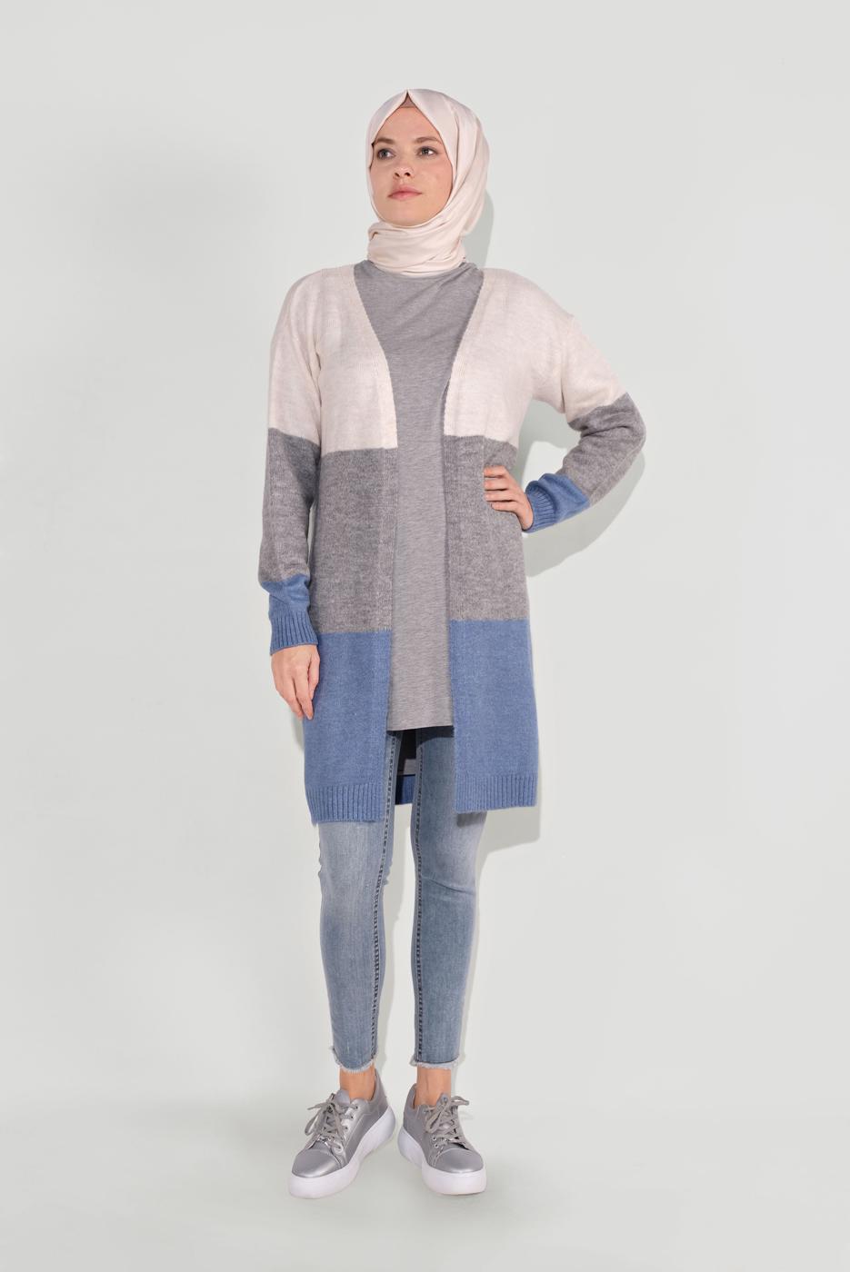 Tesettür giyim LACİVERT RENKLİ TRİKO HIRKA 0817 