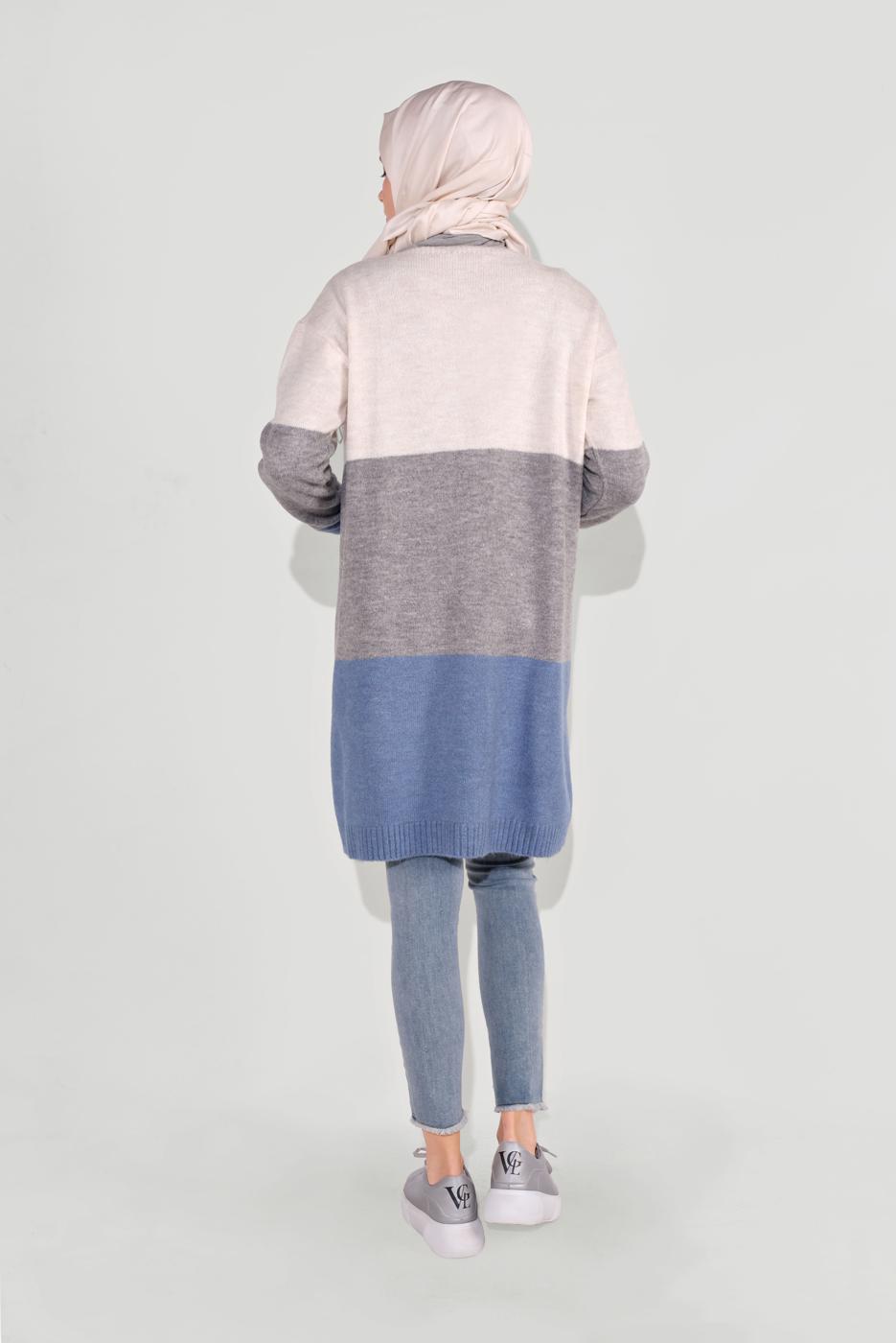 Tesettür giyim LACİVERT RENKLİ TRİKO HIRKA 0817 