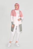 Tesettür giyim YEŞİL RENKLİ TRİKO HIRKA 0817 