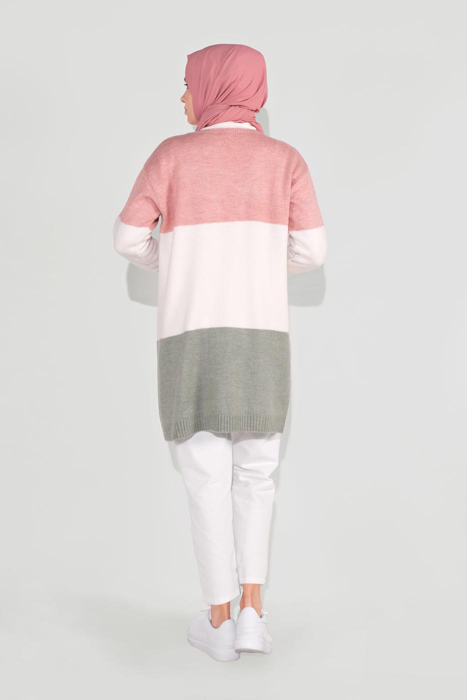 Tesettür giyim YEŞİL RENKLİ TRİKO HIRKA 0817 