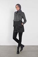 Hijab clothing GREY HOODE FISHNET JACKET 1302