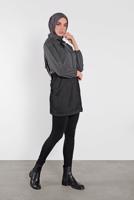 Hijab clothing GREY HOODE FISHNET JACKET 1302