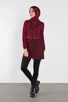Vêtements hijab ROUGE BORDEAUX JAQUETTE EN RÉSILLE À CAPUCHE 1302