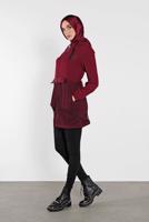 Vêtements hijab ROUGE BORDEAUX JAQUETTE EN RÉSILLE À CAPUCHE 1302