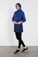 Hijab clothing NAVY BLUE HOODE FISHNET JACKET 1302