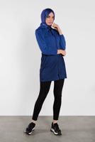 Hijab clothing NAVY BLUE HOODE FISHNET JACKET 1302