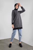 Tesettür giyim GRİ ARMALI FERMUARLI CEKET 1646 