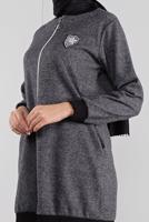 Tesettür giyim GRİ ARMALI FERMUARLI CEKET 1646 