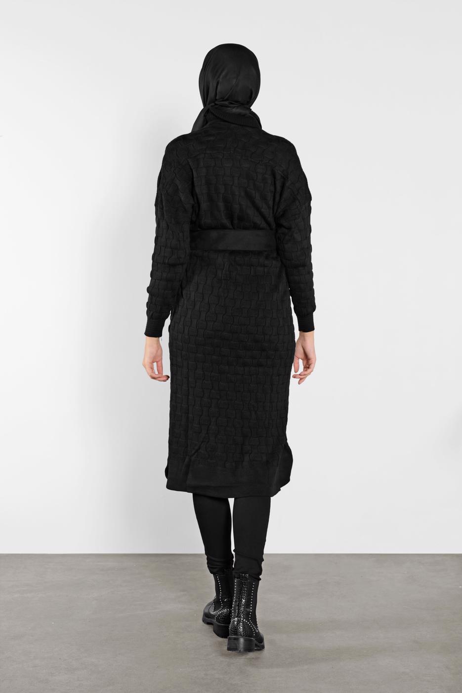 Tesettür giyim SİYAH TRİKO HIRKA 3202 