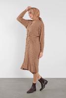 Tesettür giyim KAHVE TRİKO HIRKA 3202 