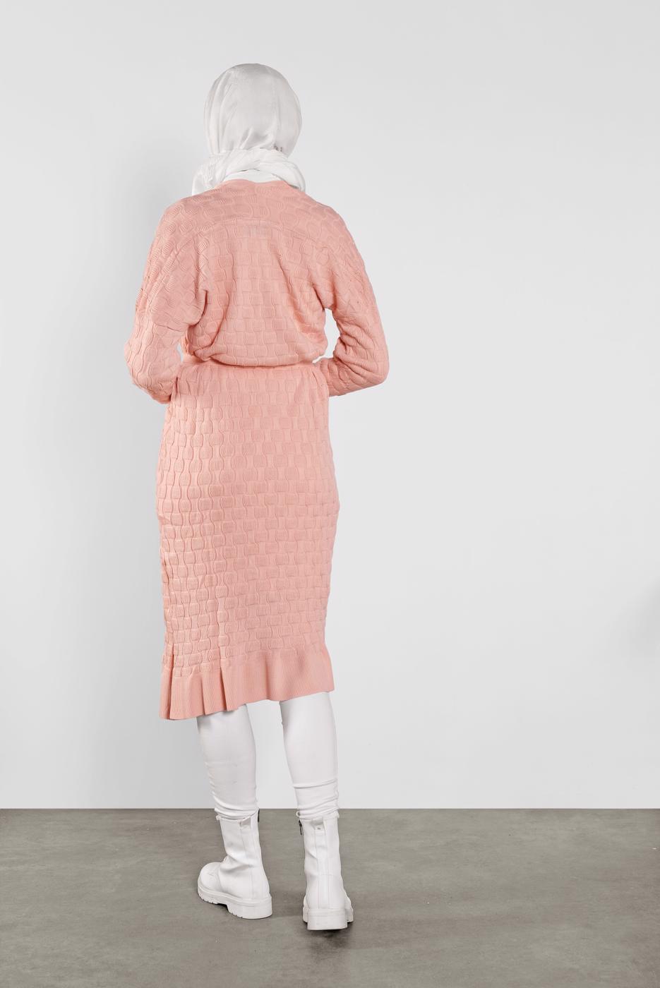 Tesettür giyim PUDRA TRİKO HIRKA 3202 