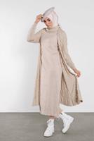 Hijab clothing BEIGE KNIT CARDIGAN 3202 