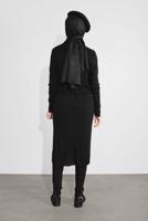 Tesettür giyim SİYAH DÜĞMELİ FİTİLLİ TRİKO HIRKA 3522