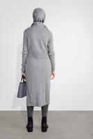 Tesettür giyim GRİ DÜĞMELİ FİTİLLİ TRİKO HIRKA 3522