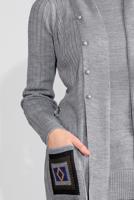 Tesettür giyim GRİ DÜĞMELİ FİTİLLİ TRİKO HIRKA 3522