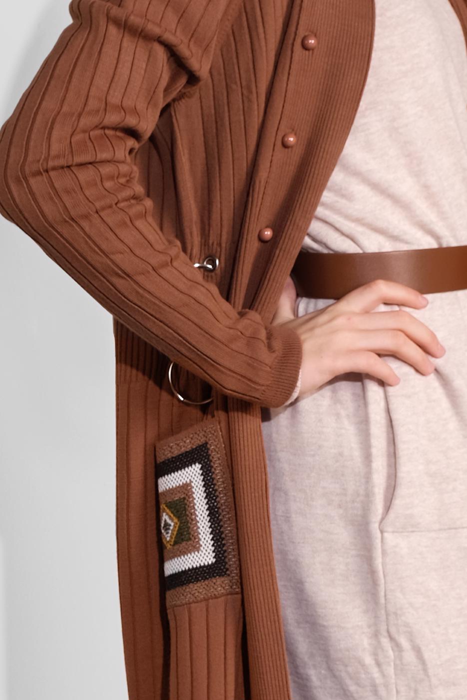 Hijab clothing TABA BUTTONED RIBBED TRICOT CARDIGAN 3522