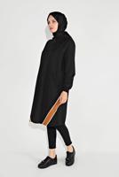 Tesettür giyim SİYAH FERMUARLI KAPÜŞONLU SPOR CEKET 5829