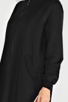 Tesettür giyim SİYAH FERMUARLI KAPÜŞONLU SPOR CEKET 5829