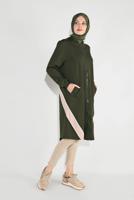 Tesettür giyim HAKİ FERMUARLI KAPÜŞONLU SPOR CEKET 5829