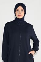 Tesettür giyim LACİVERT FERMUARLI KAPÜŞONLU SPOR CEKET 5829