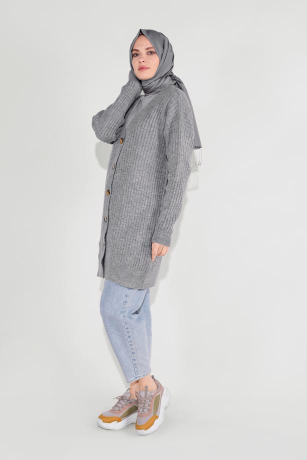 Tesettür giyim  FİTİLLİ ÖRGÜ HIRKA 6717  - TRENDTESETTÜR