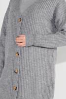 Tesettür giyim GRİ FİTİLLİ ÖRGÜ HIRKA 6717 