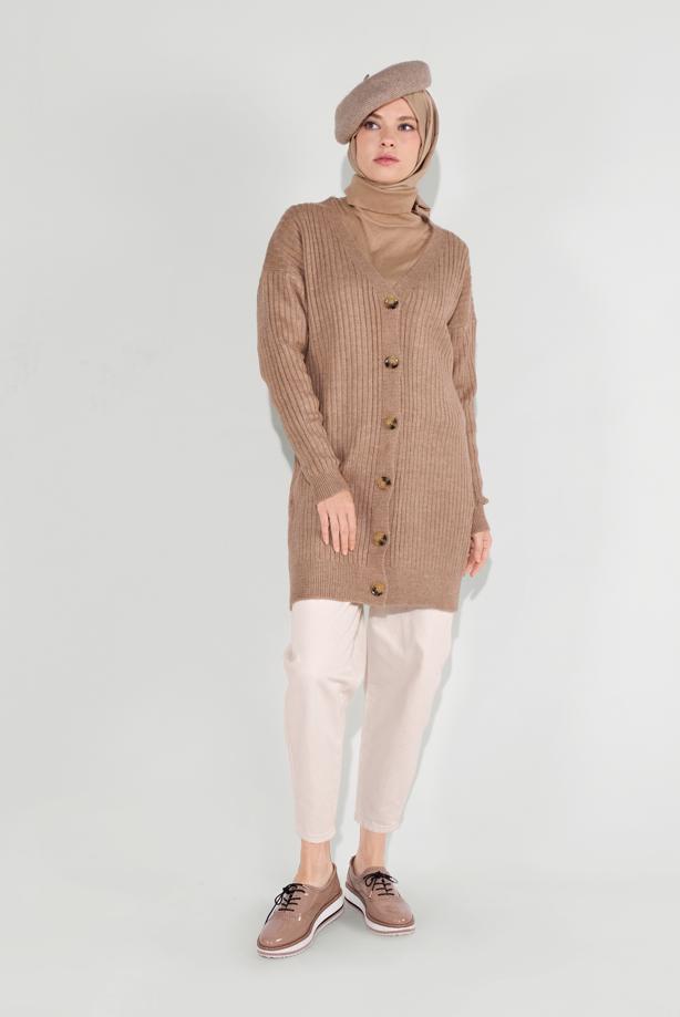 Vêtements hijab  RIBBED KNITTED CARDIGAN 6717 - TRENDTESETTÜR