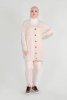 Hijab clothing WHITE RIBBED KNITTED CARDIGAN 6717