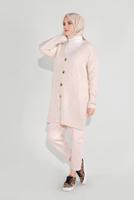 Hijab clothing WHITE RIBBED KNITTED CARDIGAN 6717