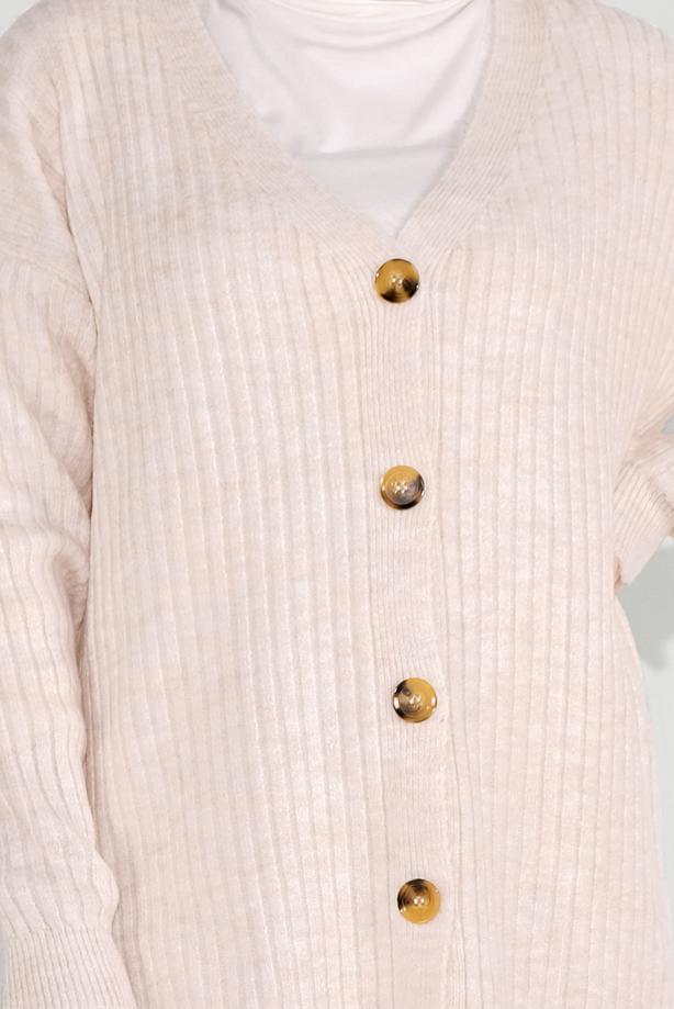 Hijab clothing  RIBBED KNITTED CARDIGAN 6717 - TRENDTESETTÜR