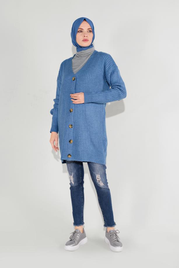 Hijab-Kleidung  FİTİLLİ ÖRGÜ HIRKA 6717  - TRENDTESETTÜR