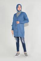 Tesettür giyim LACİVERT FİTİLLİ ÖRGÜ HIRKA 6717 