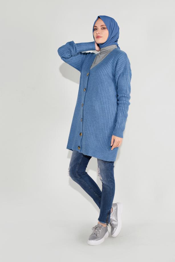 Hijab-Kleidung  FİTİLLİ ÖRGÜ HIRKA 6717  - TRENDTESETTÜR