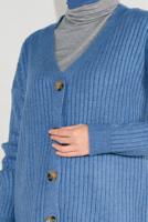 Tesettür giyim LACİVERT FİTİLLİ ÖRGÜ HIRKA 6717 