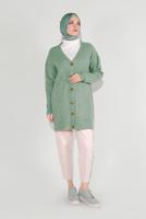 Hijab clothing GREEN RIBBED KNITTED CARDIGAN 6717
