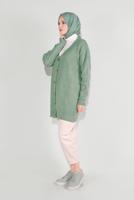 Hijab clothing GREEN RIBBED KNITTED CARDIGAN 6717