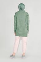 Hijab clothing GREEN RIBBED KNITTED CARDIGAN 6717