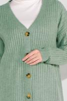Hijab clothing GREEN RIBBED KNITTED CARDIGAN 6717