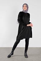 Tesettür giyim SİYAH KOLLARI BAĞCIKLI TRİKO HIRKA 7121 