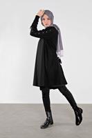 Tesettür giyim SİYAH KOLLARI BAĞCIKLI TRİKO HIRKA 7121 