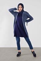 Tesettür giyim LACİVERT KOLLARI BAĞCIKLI TRİKO HIRKA 7121 