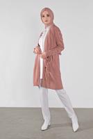 Tesettür giyim PUDRA KOLLARI BAĞCIKLI TRİKO HIRKA 7121 