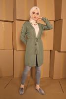 Tesettür giyim YEŞİL KOLLARI BAĞCIKLI TRİKO HIRKA 7121 