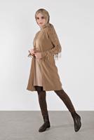 Tesettür giyim KAHVE KOLLARI BAĞCIKLI TRİKO HIRKA 7121 